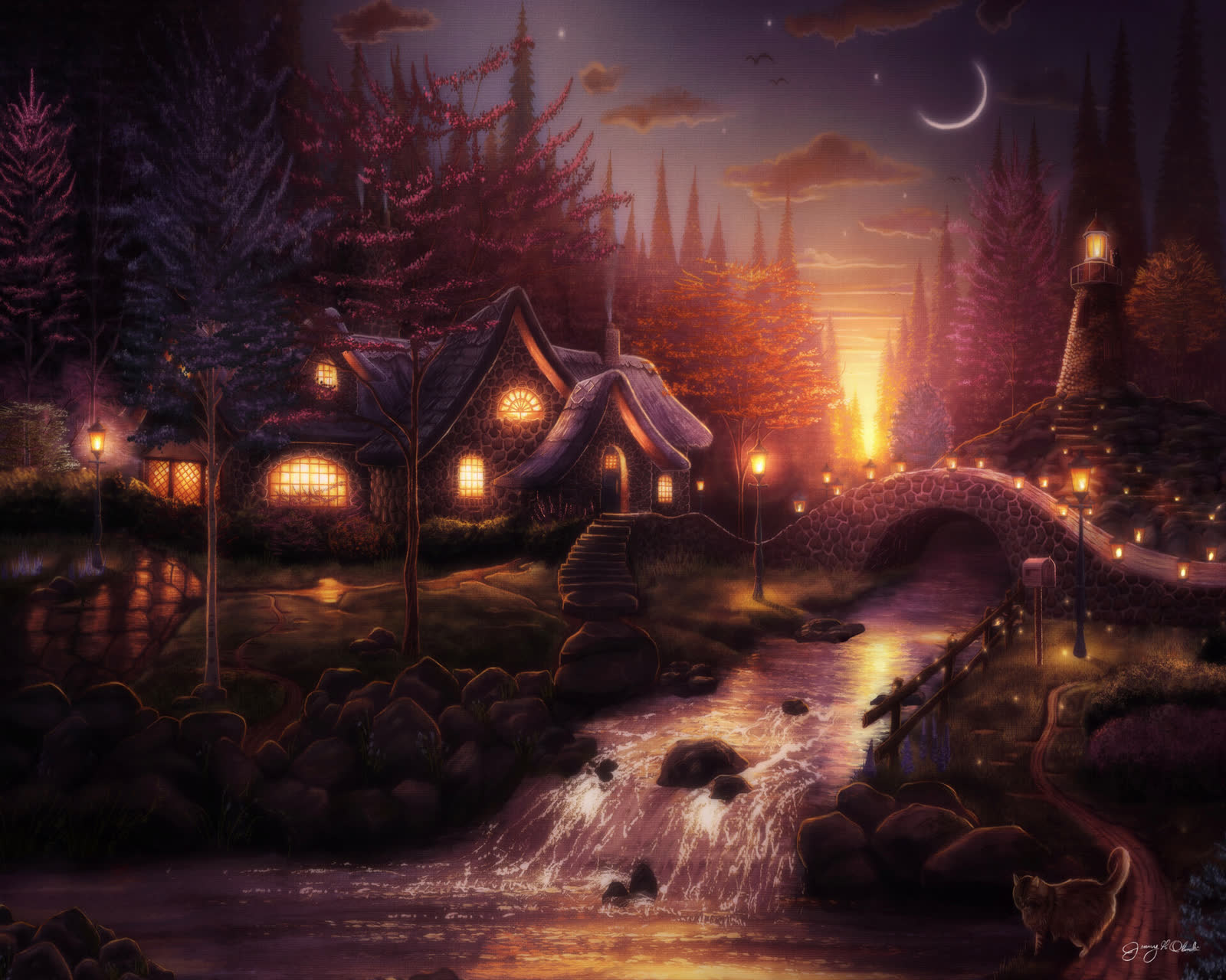 Stony Gables at Twilight painting by Jeremy Olenski